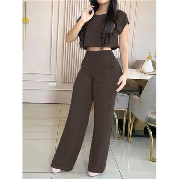 Women's Casual & Elegant Solid Color Pocket Suit, 2 Pcs Set - Picture 1 of 3